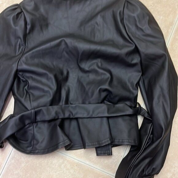 PRIVY Privately Privileged Belted Faux Leather black Jacket - Picture 6 of 8